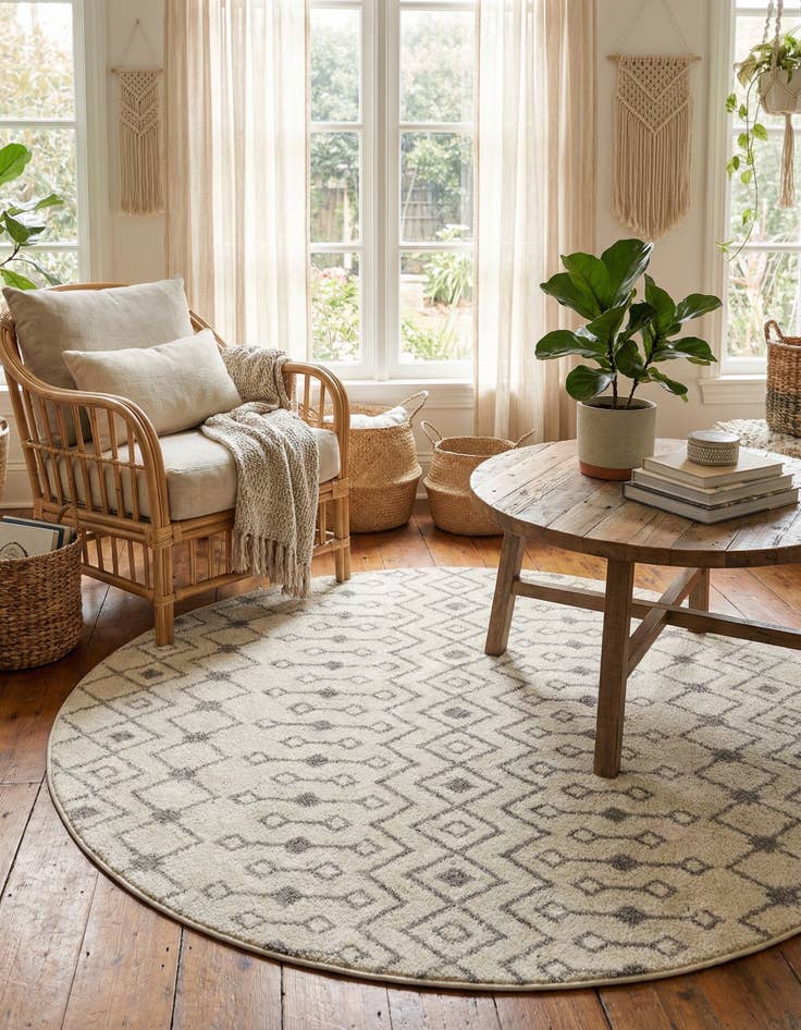 Detail image of 6' x 6' Moroccan Trellis Round Rug