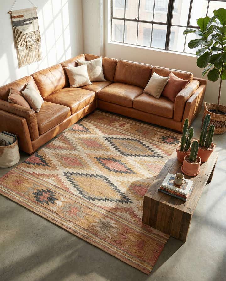 7' 10 x 7' 10 Hand Woven Kilim Jute Square Rug