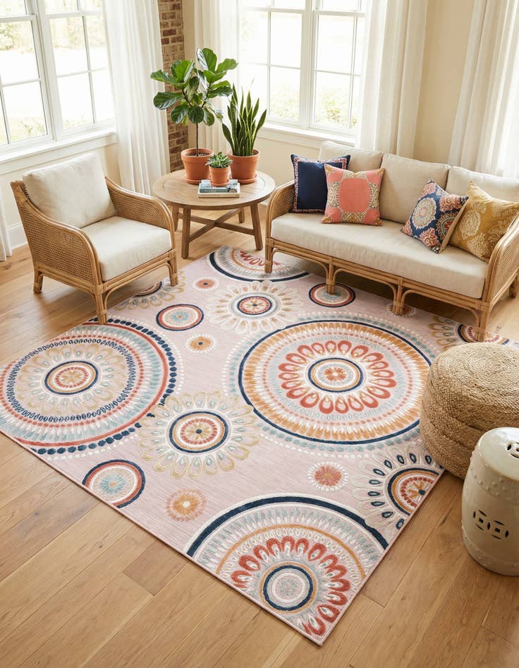 Detail image of 8' 2 x 8' 2 Easy-Clean Botanical Indoor / Outdoor Square Rug