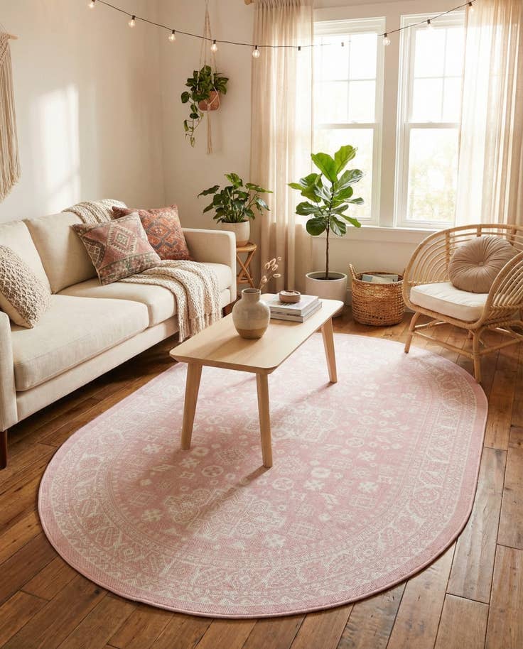 Detail image of 5' 3 x 8' Easy-Clean Aztec Indoor / Outdoor Oval Rug