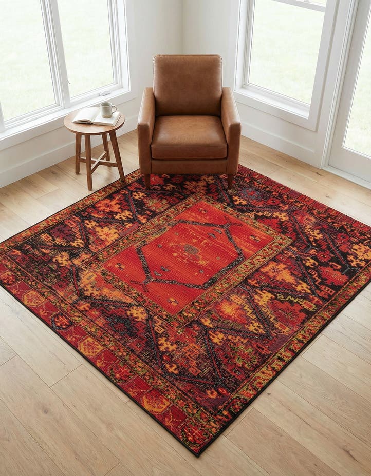 5' 3 x 5' 3 Easy-Clean Tribal Indoor / Outdoor...