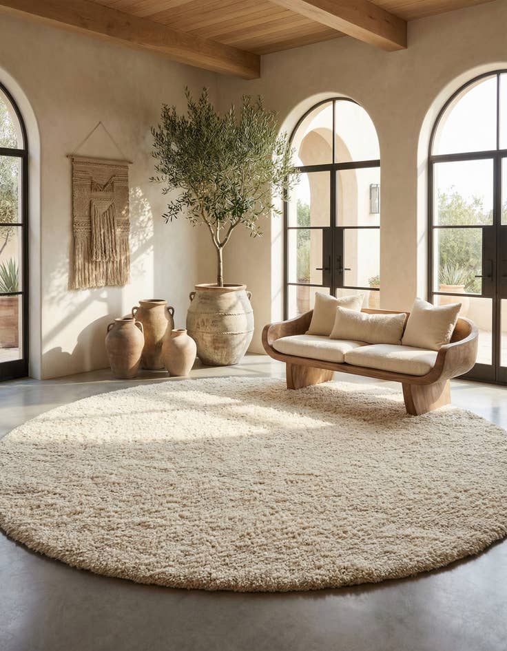 Detail image of 10' x 10' Hand Woven Haka Deluxe Shag Round Rug