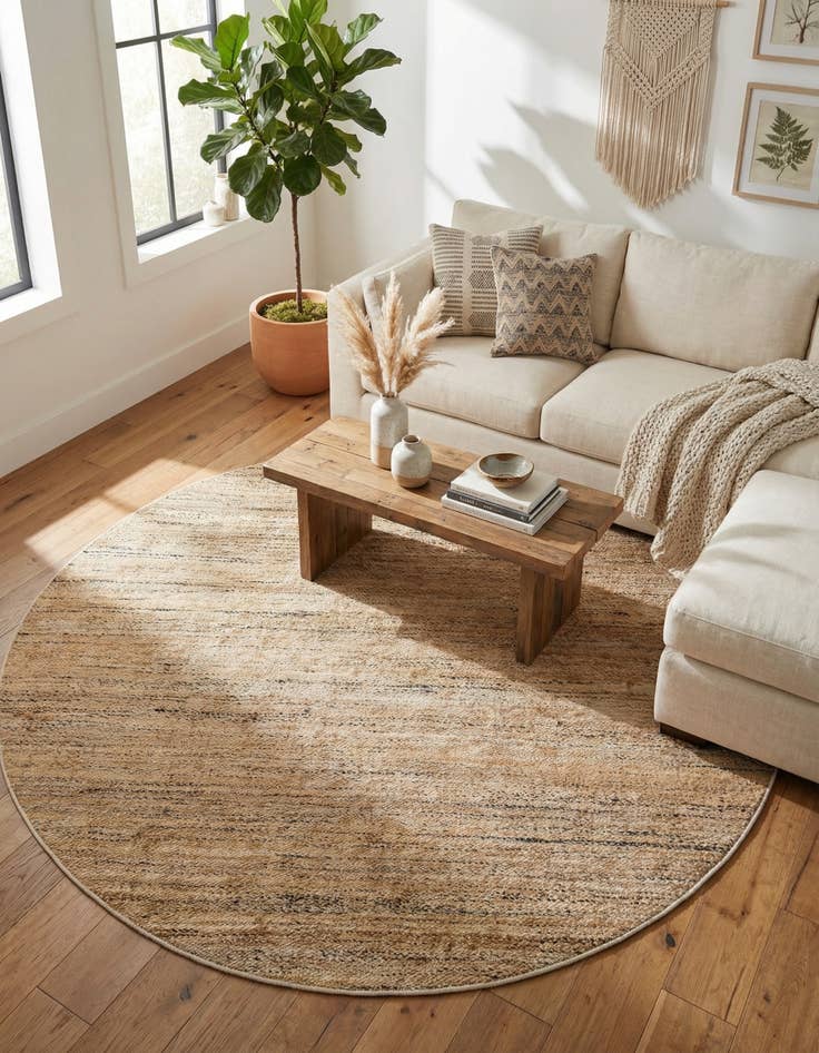 Detail image of 7' 10 x 7' 10  Hand Woven Palm Beach Jute Round Rug