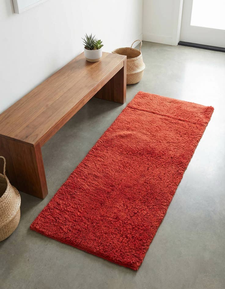 Detail image of 2' 4 x 4' 5 Hand Knotted Moroccan Wool Runner Rug