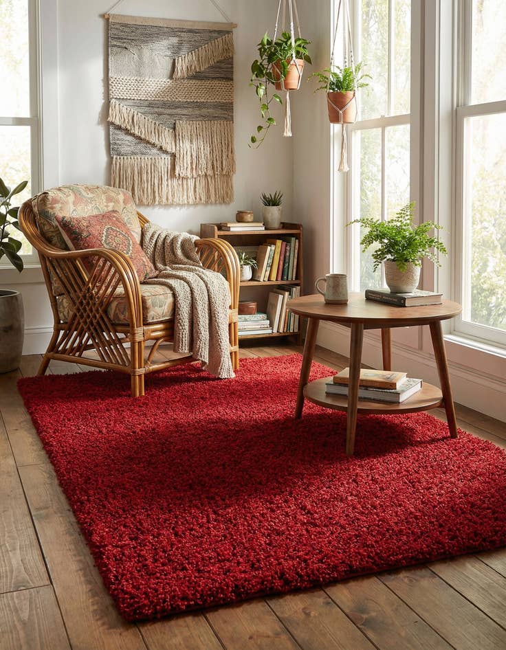 Detail image of  5' 3 x 8' Solid Shag Rug