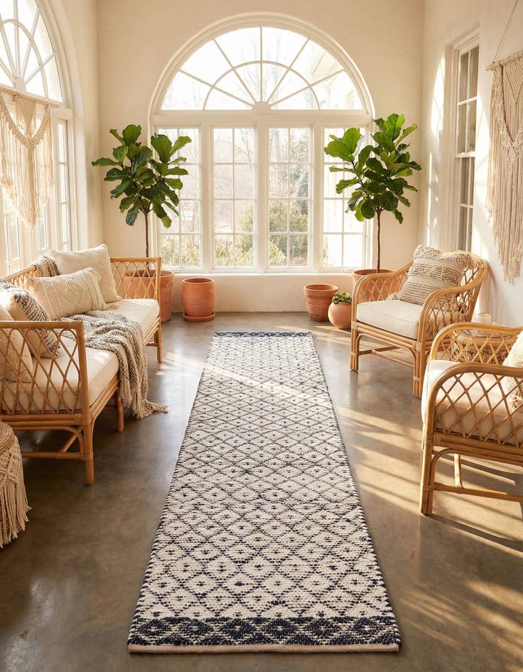 Detail image of 2' 7 x 13' 1 Hand Woven Chindi Trellis Runner Rug