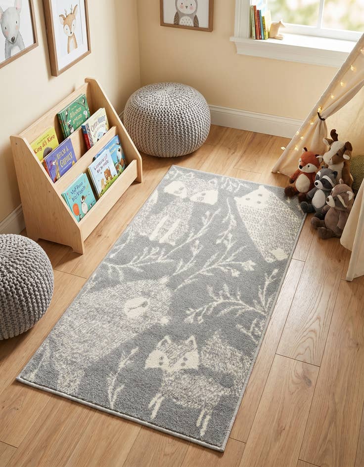 Detail image of 2' 2 x 3' 11 Animals Whimsy Kids Runner Rug
