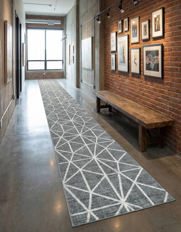 Detail image of 2' 7 x 16' 5 Lattice Trellis Runner Rug