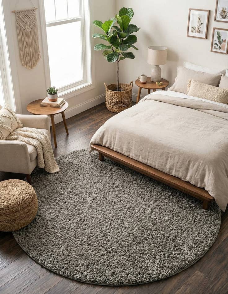 Detail image of  7' 10 x 7' 10 Solid Shag Round Rug