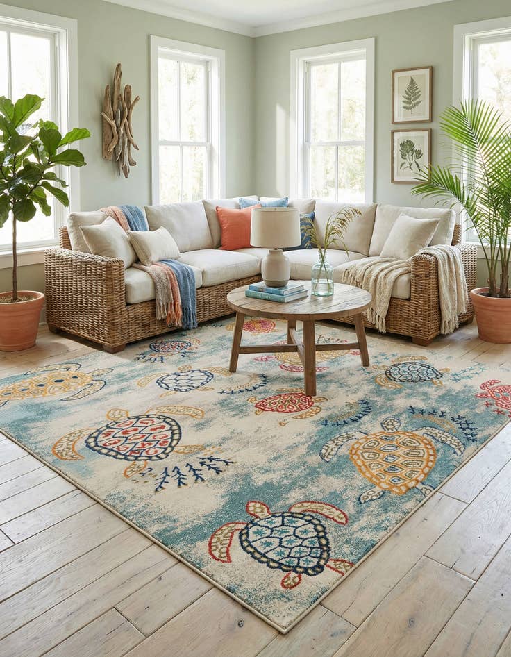 Detail image of 10' x 10'  Washable Capri Square Rug
