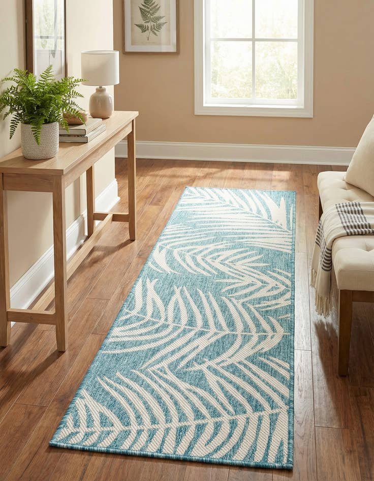 Detail image of 2' x 6' Washable Botanical Indoor / Outdoor Runner Rug