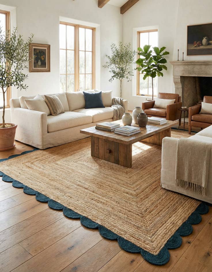 Detail image of 9' x 12'  Hand Scallop Braided Jute Rug