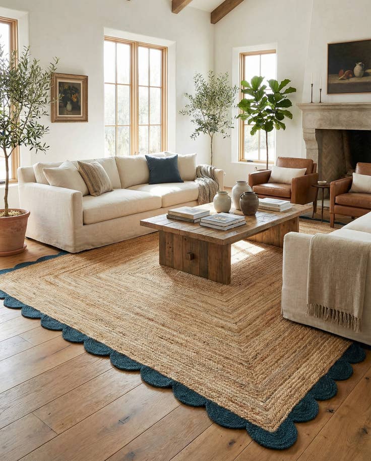 Detail image of 9' x 12' Handmade Scallop Braided Jute Rug