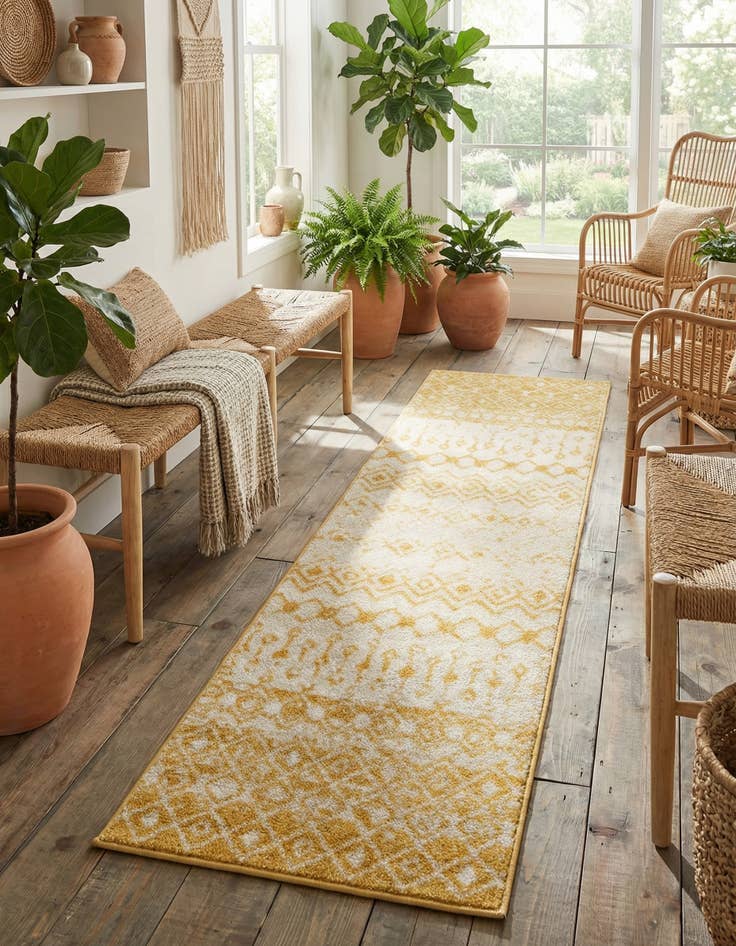 Detail image of 2' x 7' Moroccan Trellis Runner Rug