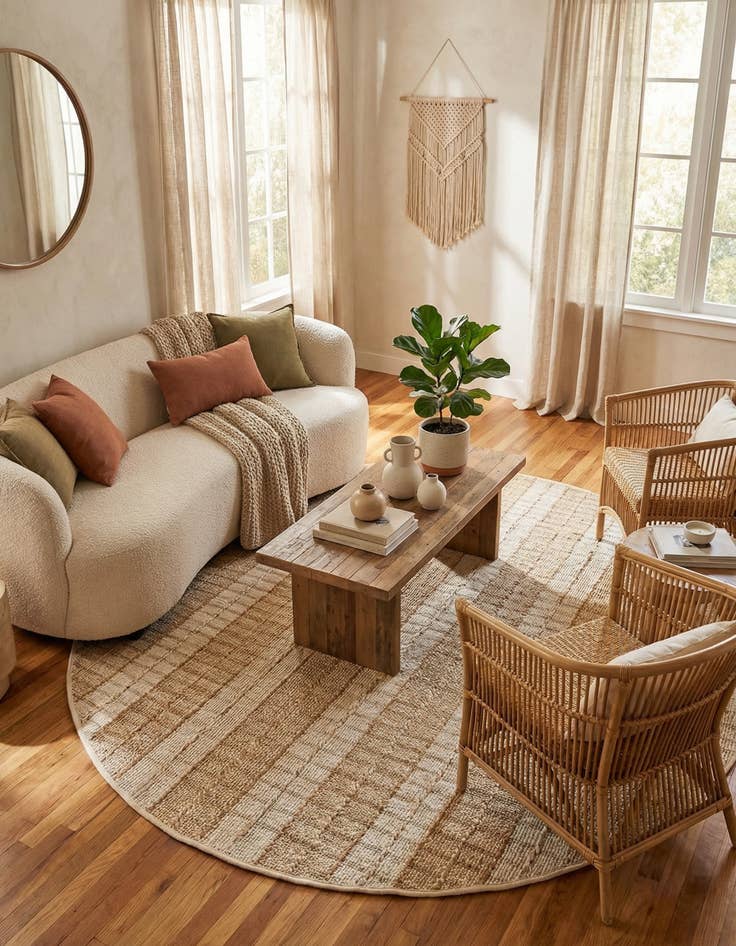 Detail image of 7' 10 x 7' 10  Hand Braided Laurel Handwoven Jute Round Rug