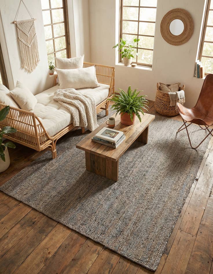 Detail image of 7' 1 x 10'  Hand Braided Jute Rug