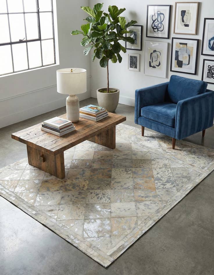 Detail image of 4' x 5' 10 Cowhide Leather Rug