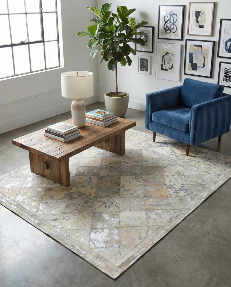 Detail image of 4' x 5' 10 Cowhide Leather Rug