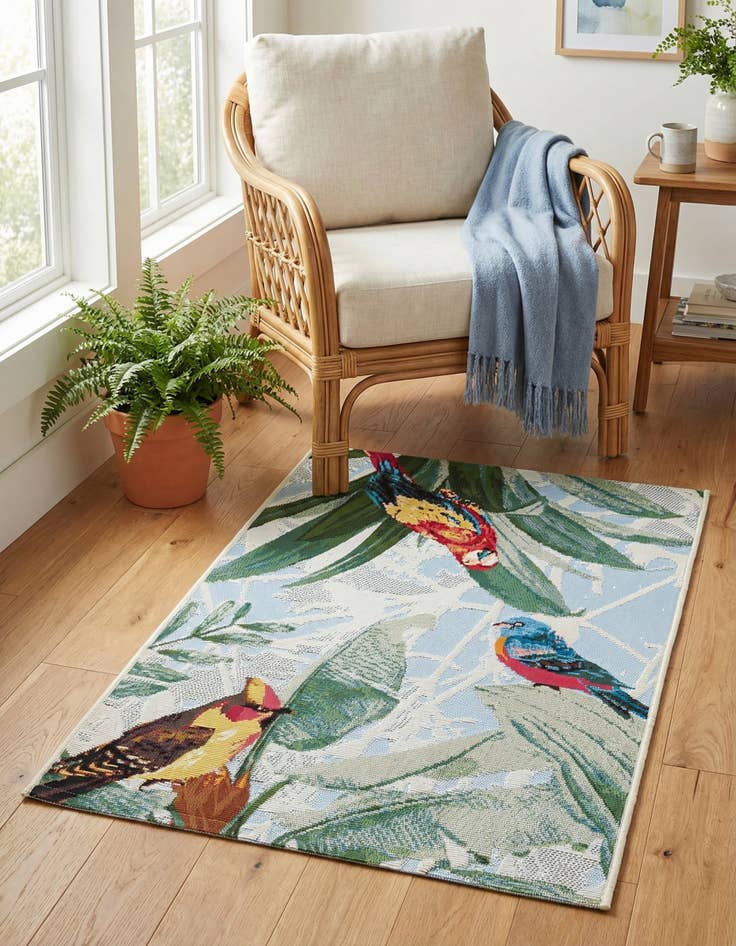 Detail image of 2' x 3' Easy-Clean Botanical Indoor / Outdoor Rug