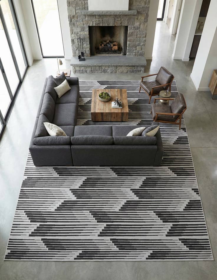 Detail image of 13' x 13' Easy-Clean Modern Indoor / Outdoor Square Rug