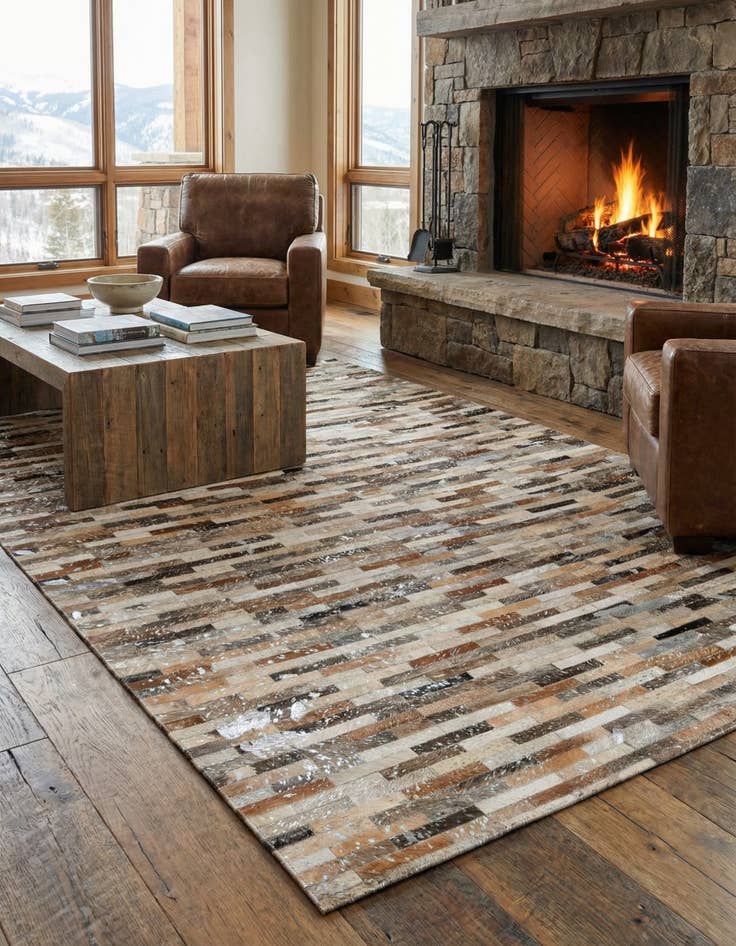 Detail image of 5' 4 x 7' 7 Cowhide Stocks Rug