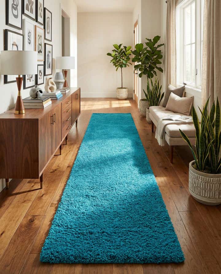 2' 7 x 16' 5 Solid Shag Runner Rug