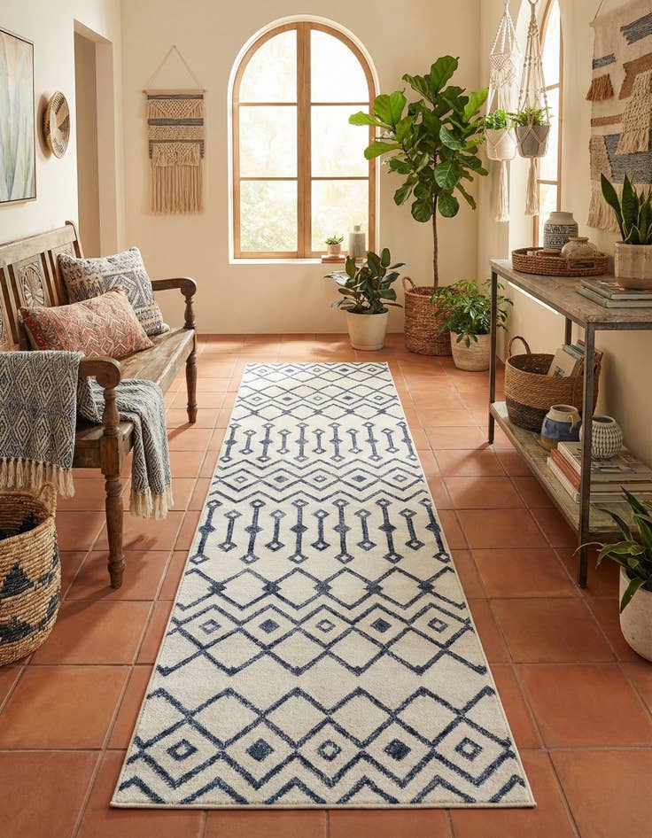 Detail image of 2' 7 x 10' Bohemian Trellis Runner Rug