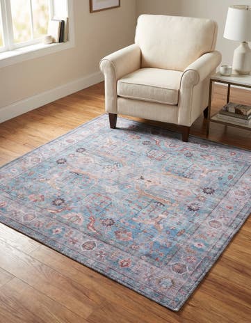 Blue Washable Maahru Square Rug