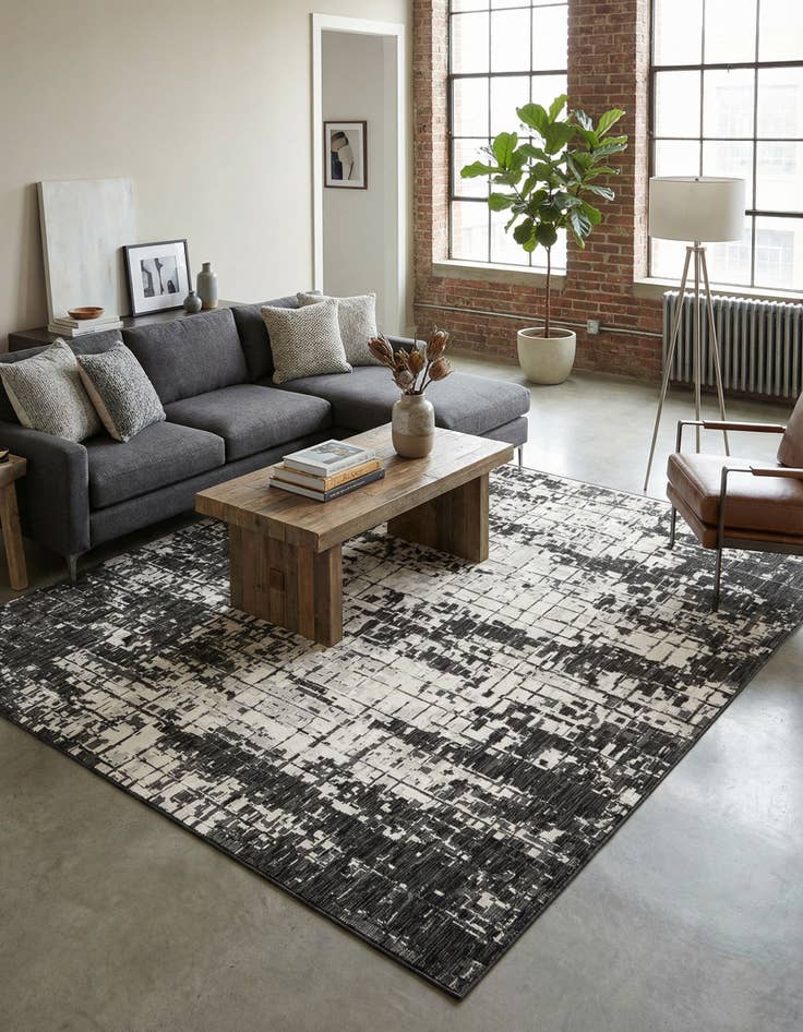 Detail image of 10' x 10' Easy-Clean Modern Indoor / Outdoor Square Rug