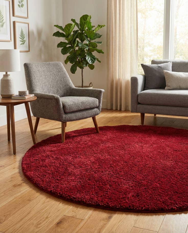 Vue détaillée : 185cm x 185cm Frieze uni Tapis Rond