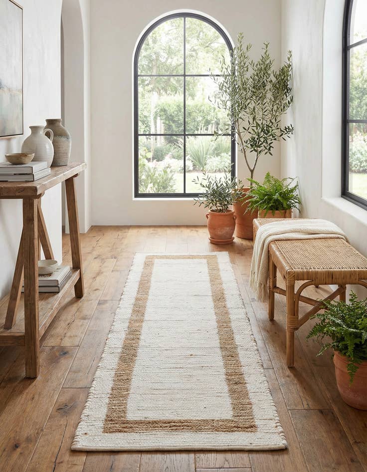 Detail image of 2' 7 x 10'  Hand Woven Chindi Jute Runner Rug