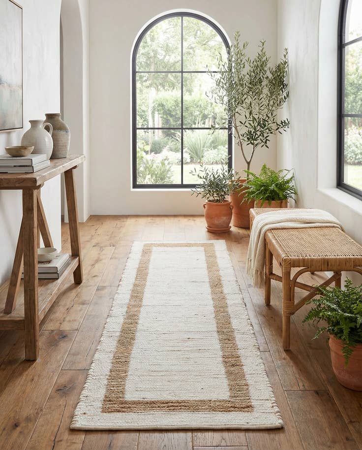 Detailansicht von 80cm x 305cm Handgewebt Chindi Jute Läufer Teppich