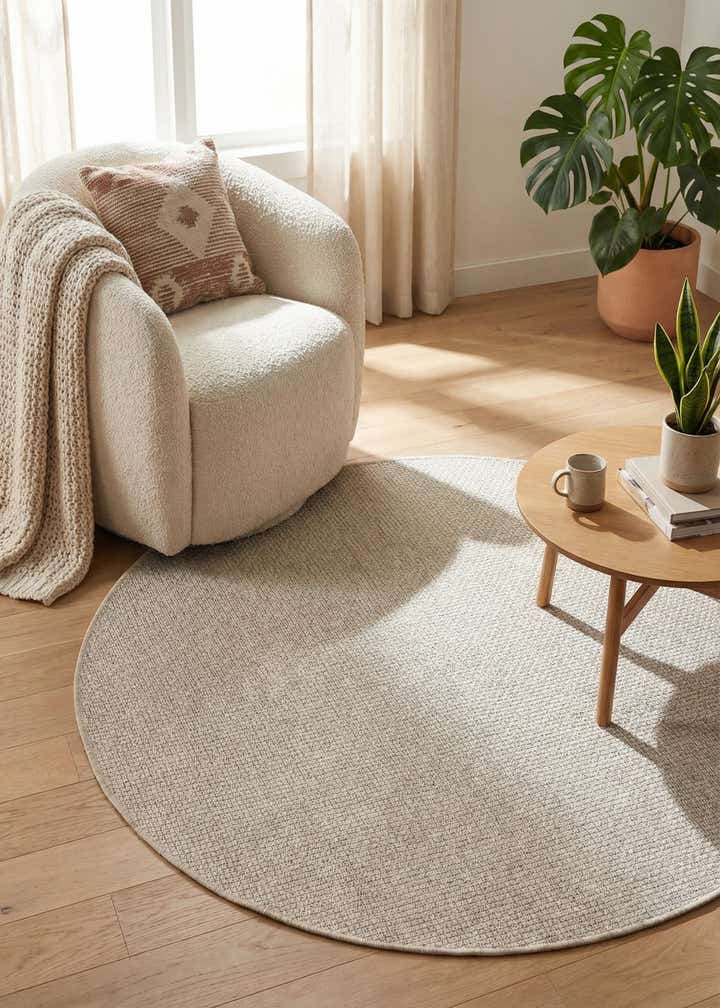 5' 3 x 5' 3 Easy-Clean Solid Indoor / Outdoor Round Rug