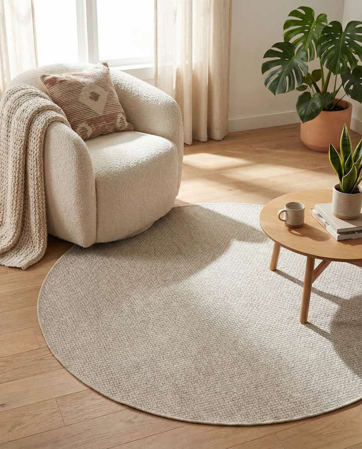 5' 3 x 5' 3 Easy-Clean Solid Indoor / Outdoor Round Rug