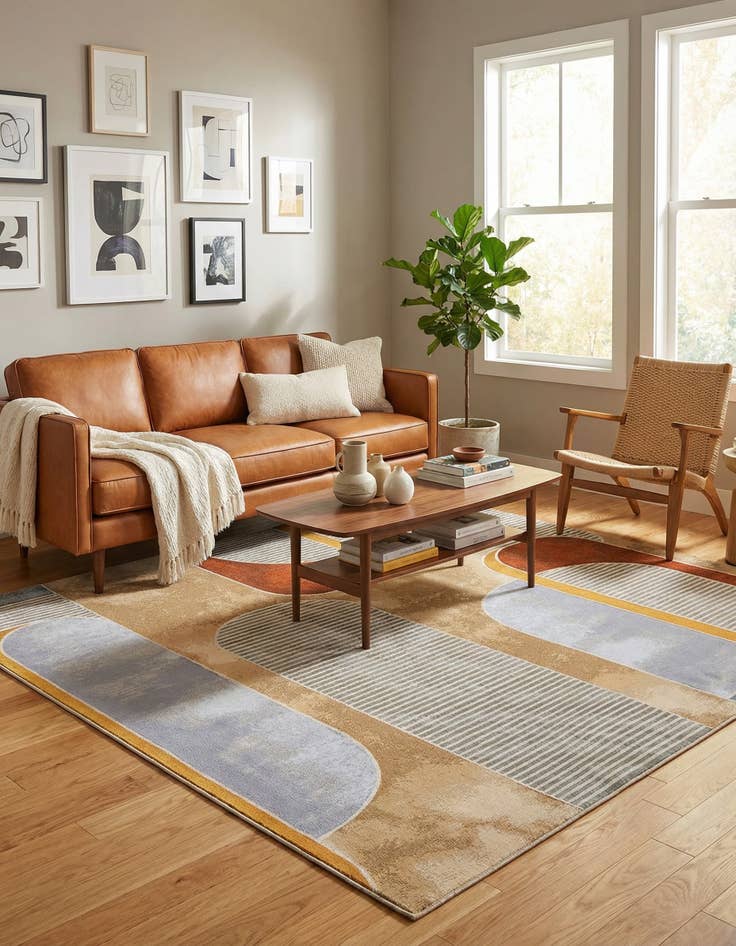 Detail image of 7' 10 x 7' 10 Washable Modern Indoor / Outdoor Square Rug