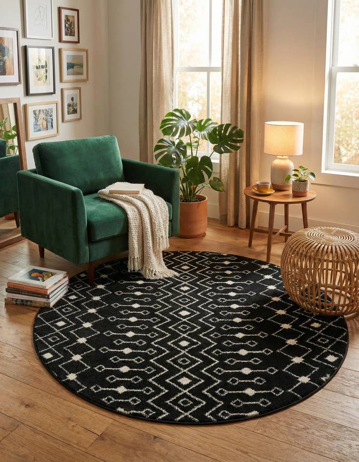 Detail image of 6' x 6' Moroccan Trellis Round Rug