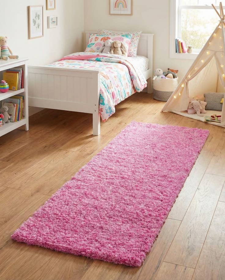 Detail image of 2' x 5' Solid Shag Runner Rug