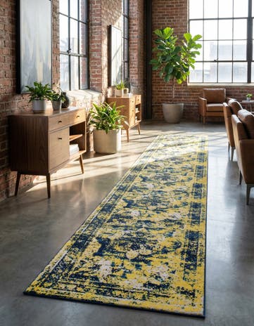 Navy Blue Monte Carlo Runner Rug