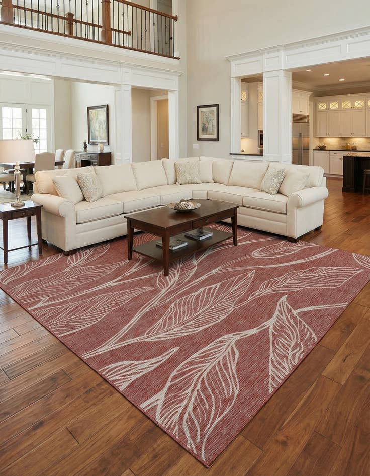 Detail image of 13' x 13' Washable Botanical Indoor / Outdoor Square Rug