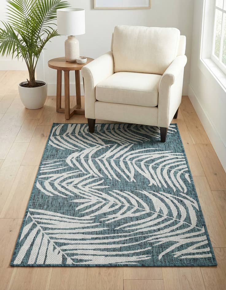 Detail image of 3' x 5' 3 Washable Botanical Indoor / Outdoor Rug
