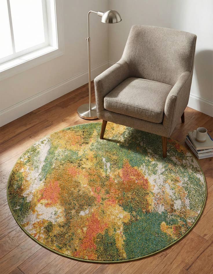 Detail image of 4' x 4'  Washable Haerfest Round Rug