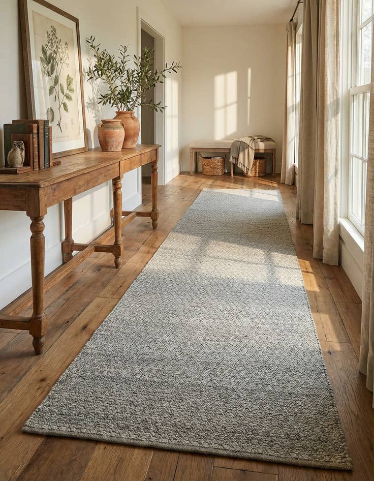 Detail image of 3' 3 x 14' 1 Hand Woven Lattice Wool Runner Rug