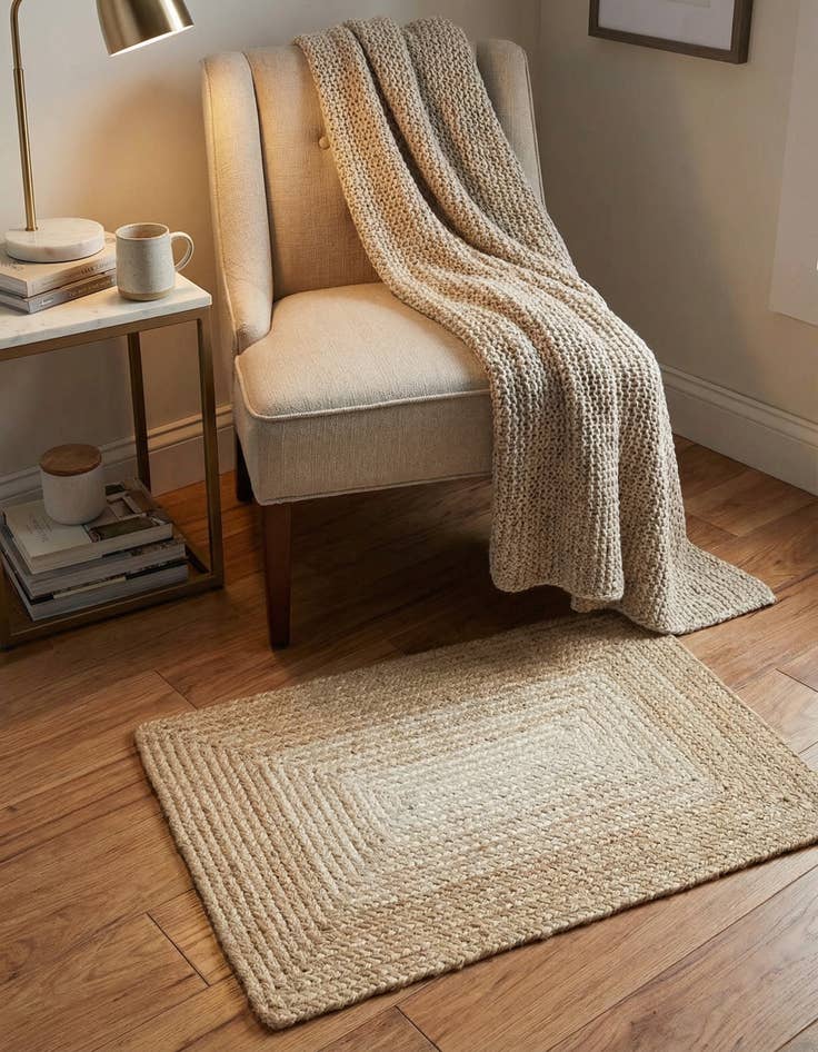 Detail image of 2' x 3' 1 Handmade Hand Braided Wool Rug
