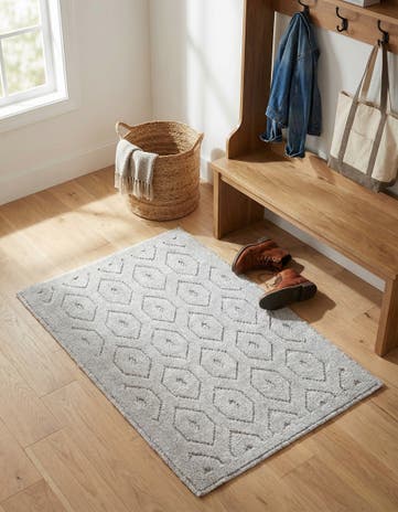 2' x 3' Easy-Clean Trellis Textured Indoor / Outdoor Rug