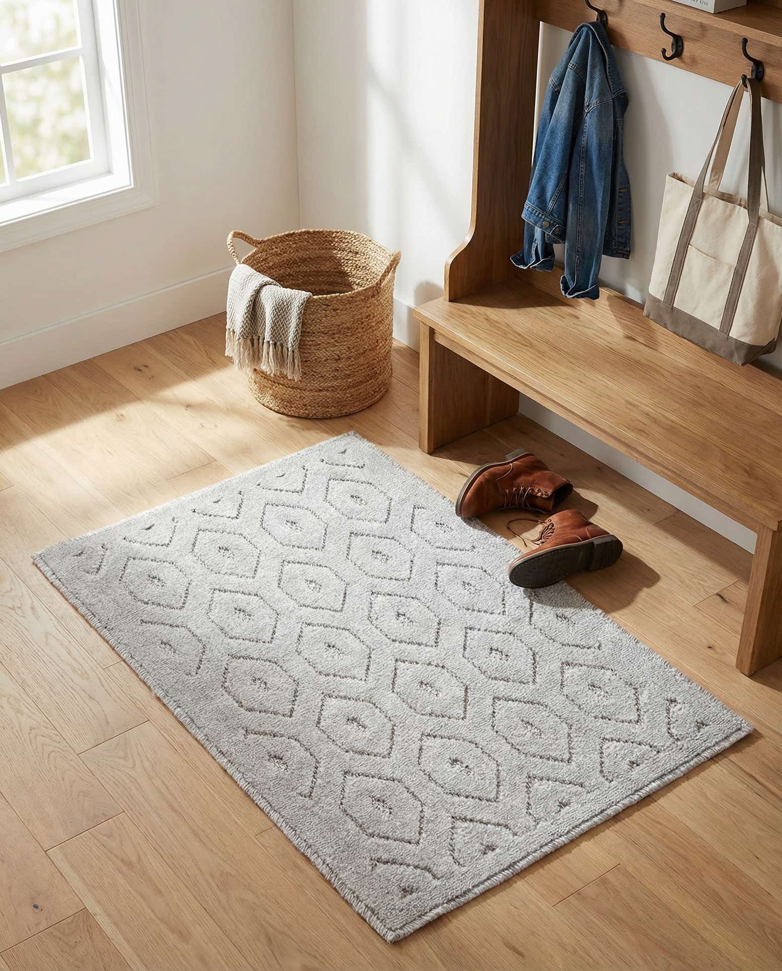 2' x 3' Easy-Clean Trellis Textured Indoor / Outdoor Rug