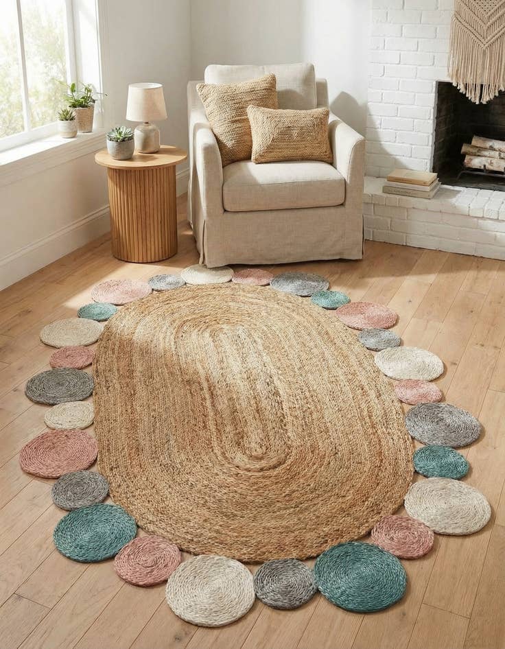 Detail image of 4' 1 x 6' 1 Handmade Braided Jute Oval Rug