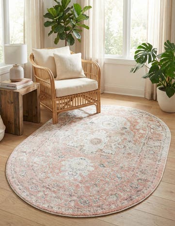 Rose Pink Madeline Vintage Oval Rug
