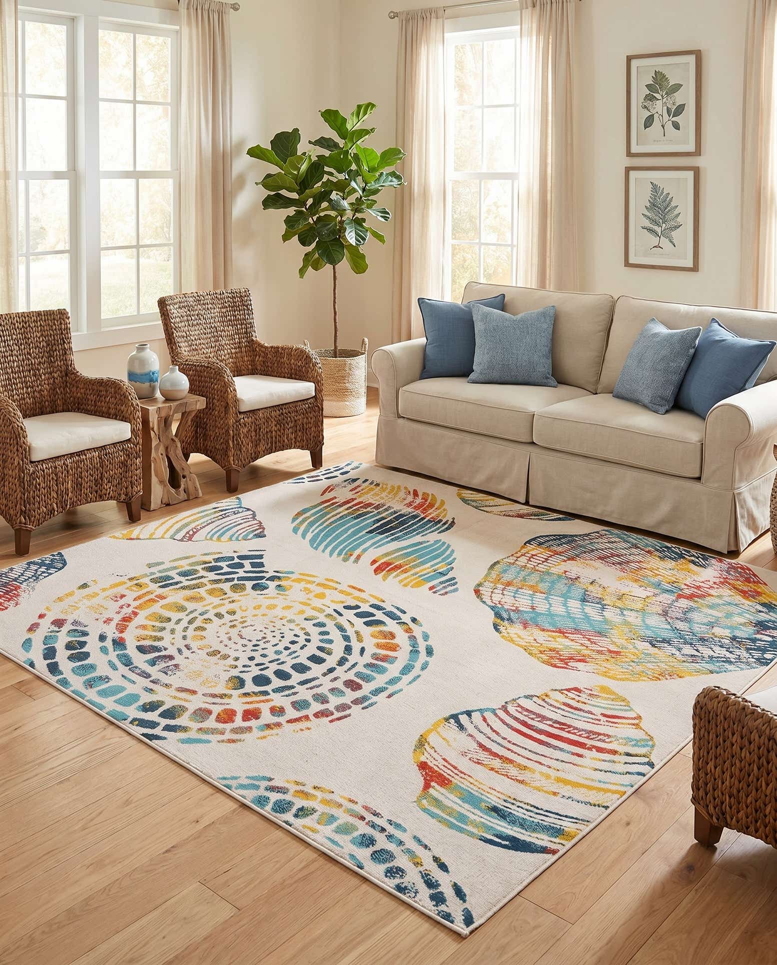 7' 10 x 7' 10 Easy-Clean Coastal Indoor / Outdoor Square Rug