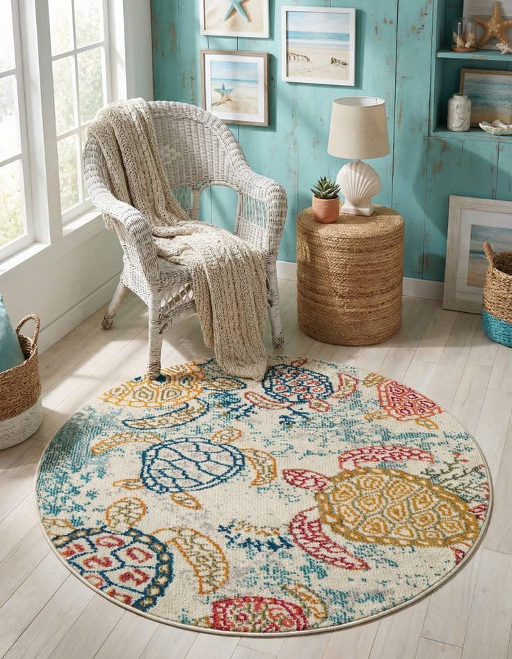 Detail image of 3' 3 x 3' 3 Washable Amalfi Round Rug