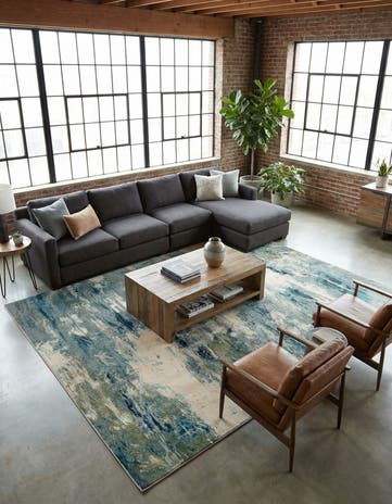 Light Blue Washable Theia Rug